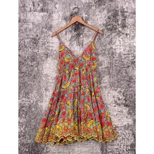 Miss June Dress Small Womens Floral Cotton Embellished Smocked